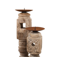 Repurposed Vintage Indian Carved Candle Holder