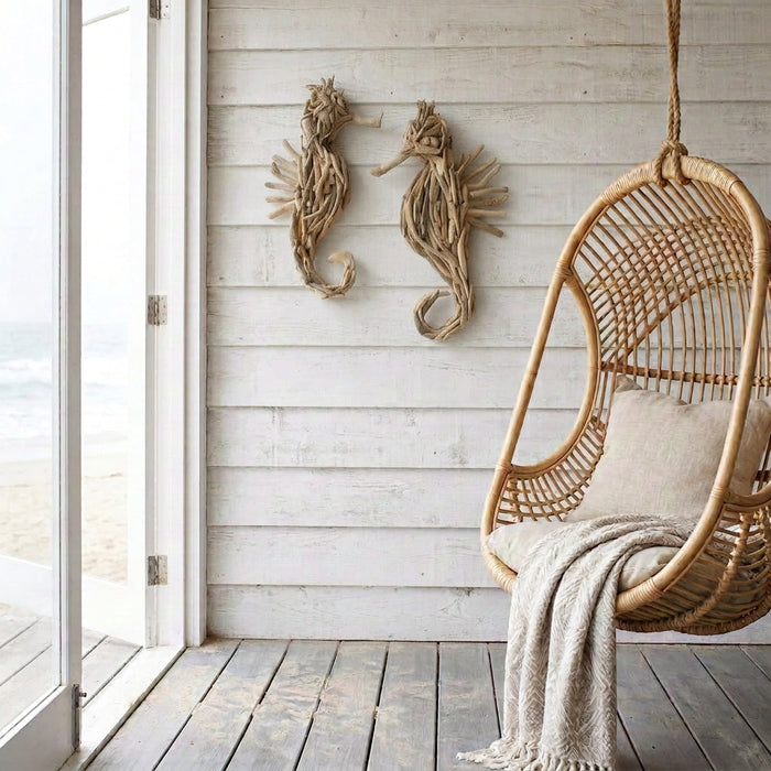 Mr and Mrs Finn Driftwood Seahorse wall decor for coastal and hamptons beach houses