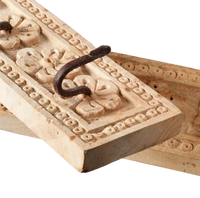 Vintage Indian Carved Wooden Wall Panel | 5 Hook.