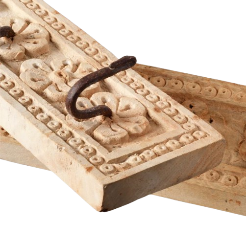 Vintage Indian Carved Wooden Wall Panel | 5 Hook.