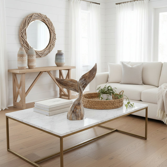 Natural Wooden Large Whale Tail for coastal balinsese style australian beach house