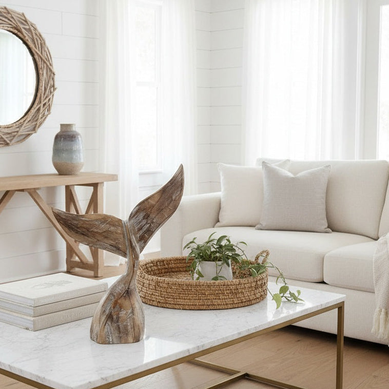 Natural_Wooden_Large_Whale_Tail_balinese beach house decor