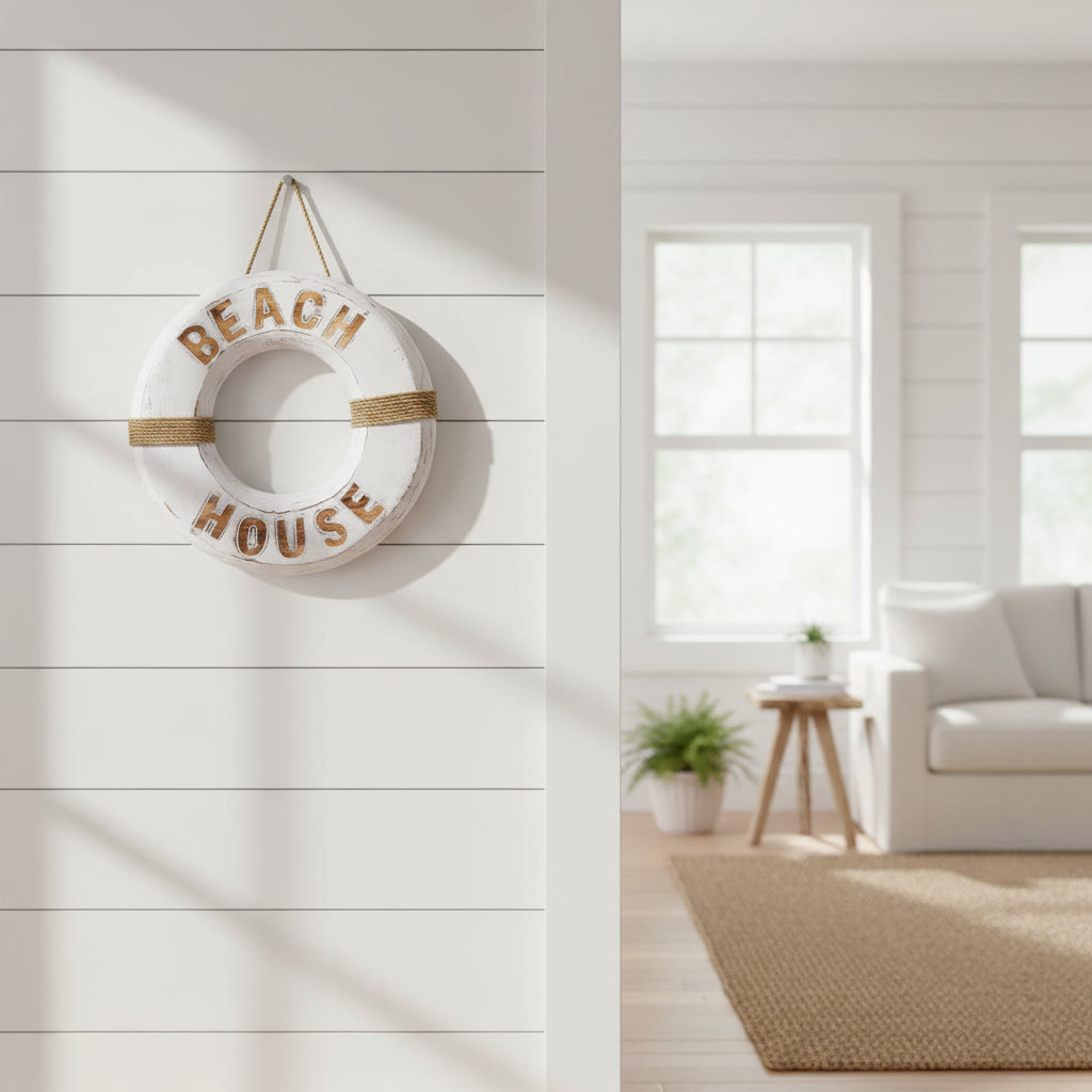 Wooden Life Buoy Wall Hanging | Natural