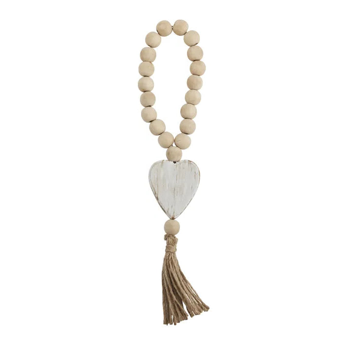 Wooden heart and bead tassel 