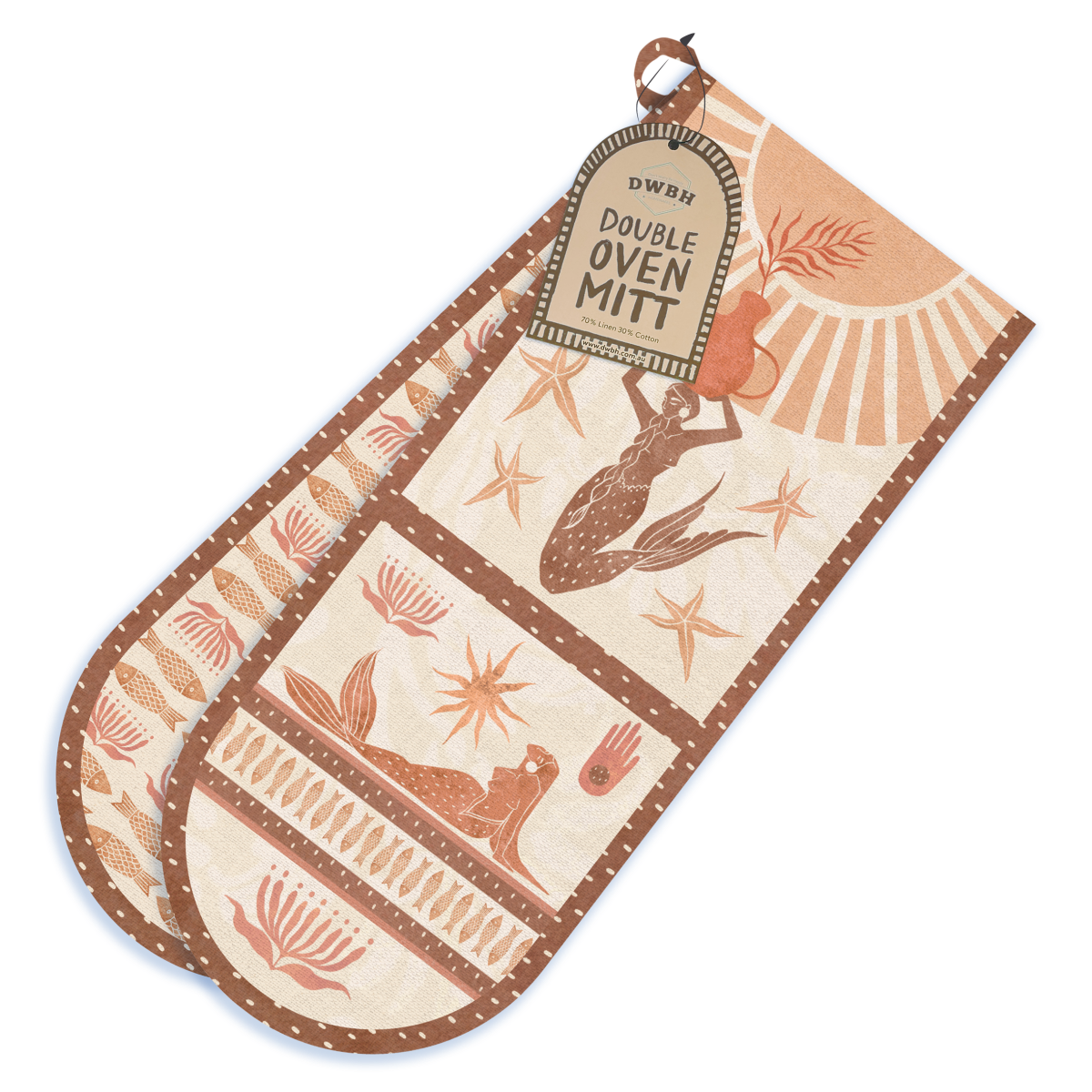 Mermaid Stamp Print Double Oven Mit