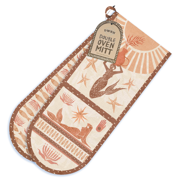 Mermaid Stamp Print Double Oven Mit