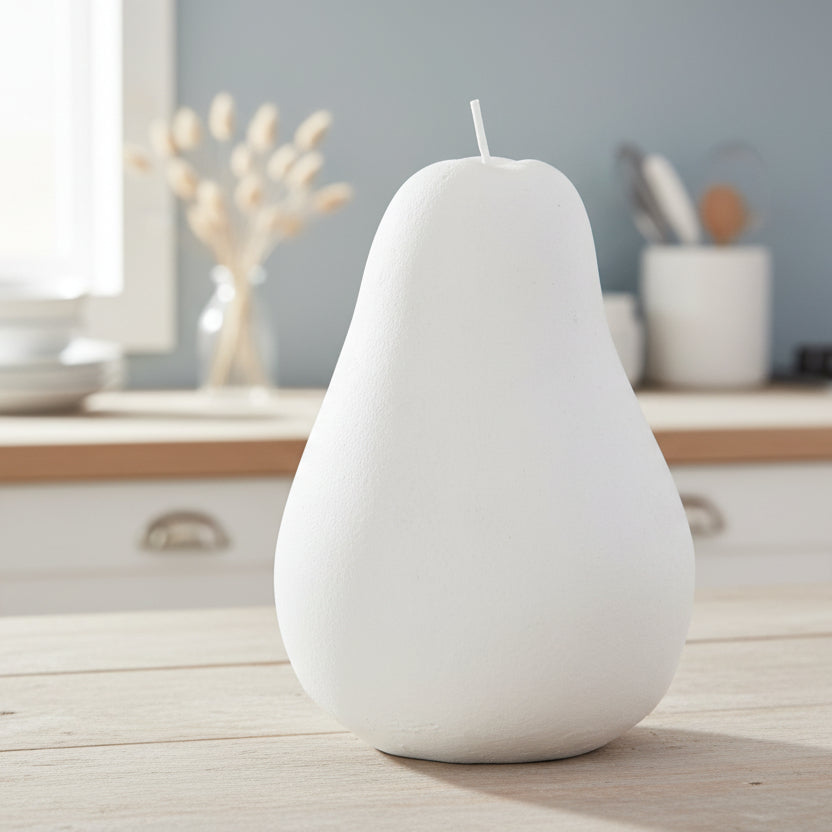 Oversized White Ceramic Decorative Pear for Australian Coastal Kitchens