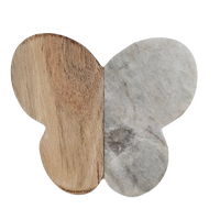 Butterfly Marble + Wood Coaster Set of 4