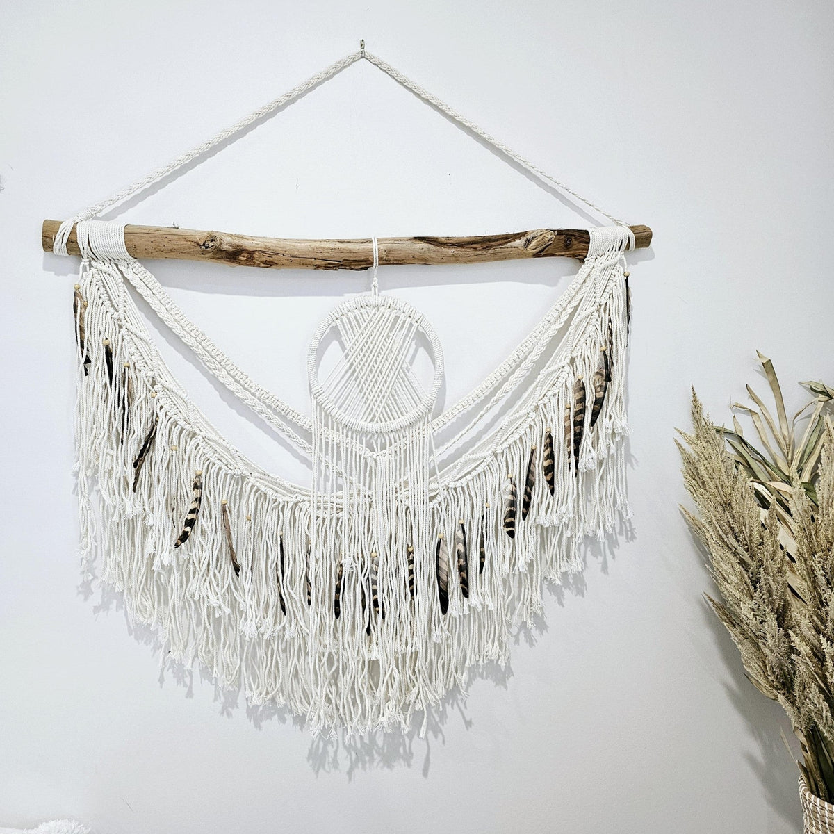 Poppie Boho Macrame Feather Wall Hanging