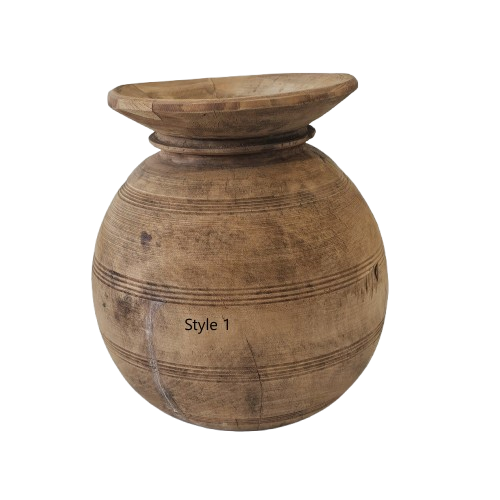 Vintage Indian Wooden Pot.