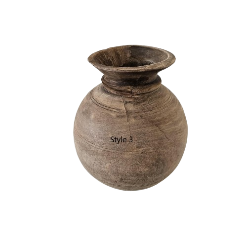 Vintage Indian Wooden Pot.