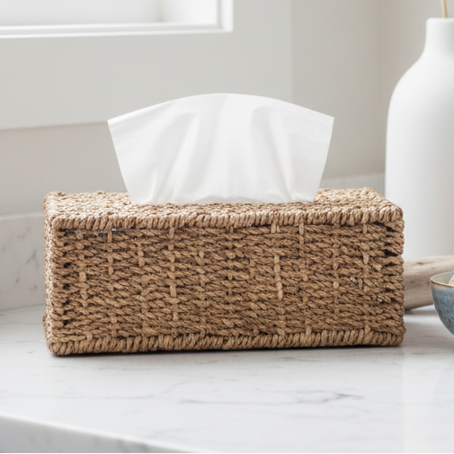 Rattan Tissue Box Rectangle Cover | Natural