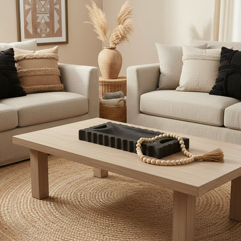 Raven Scalloped Wooden Tray