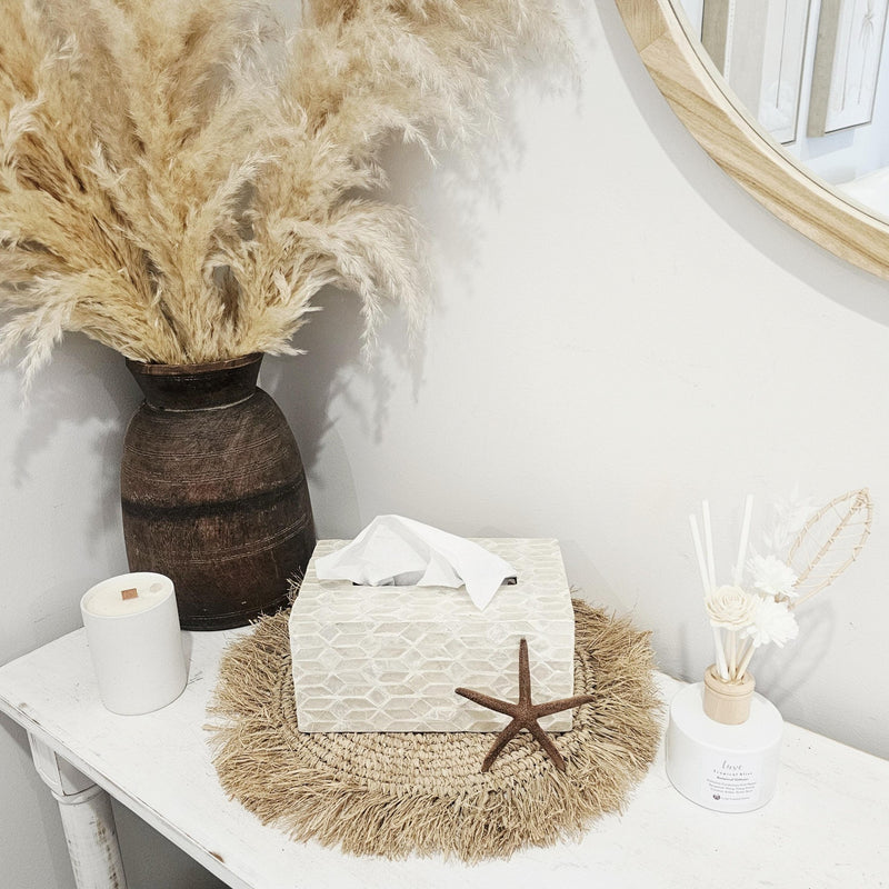 Shell Inlay Rectangle Tissue Box Cover