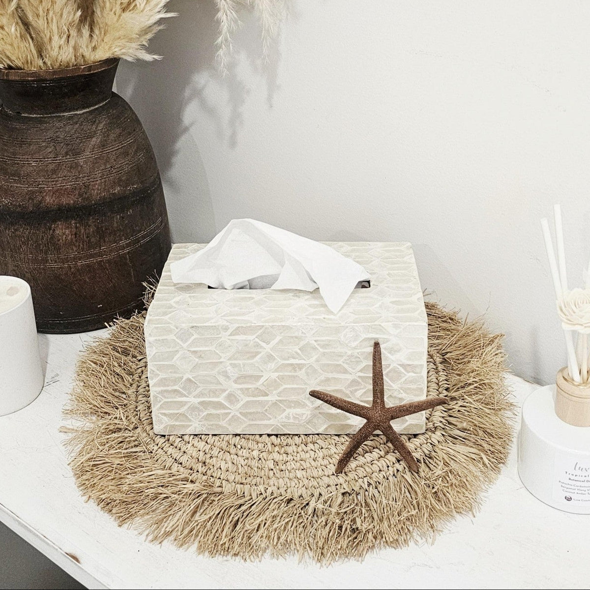 Shell Inlay Rectangle Tissue Box Cover