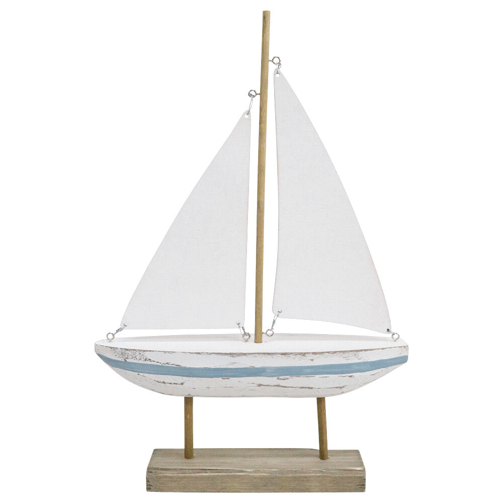 Rustic White Sailing Boat on Stand