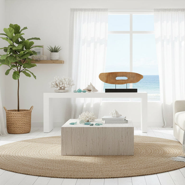 Saltwind wooden sculpture on a stand statement decor piece for coastal and beach house homes