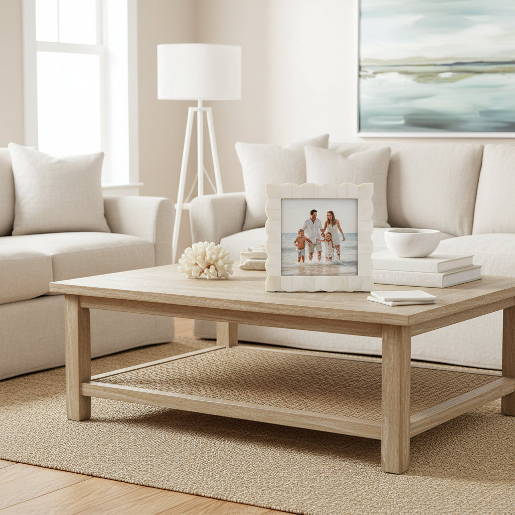White Bone Scallop design photo frame for beach house or contemporary homes