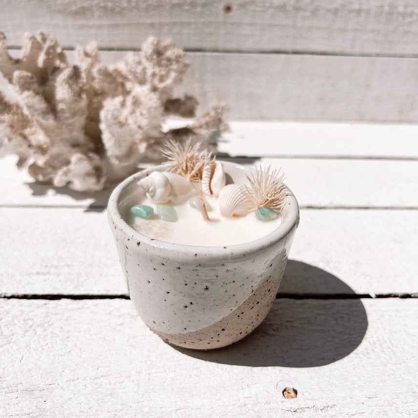 Sea Shell Soy Candle Hand Poured Ceramic Coastal Decor