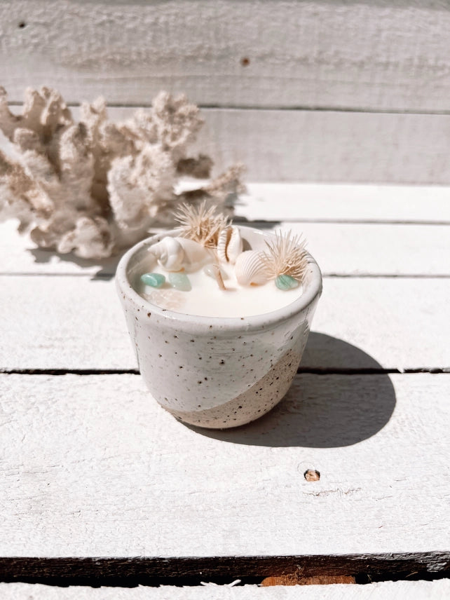Sea Shell Soy Candle Hand Poured Ceramic Coastal Decor