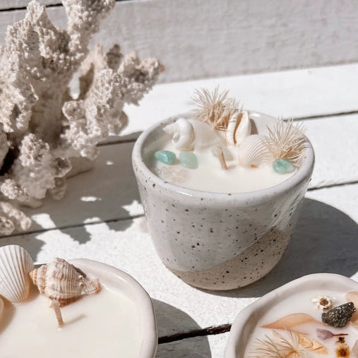 Sea Shell Soy Candle Hand Poured Ceramic Coastal Decor