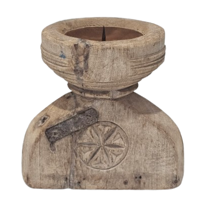 Bleached Vintage Indian Seeder Candle Holder | Style 5