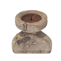 Bleached Vintage Indian Seeder Candle Holder | Style 5
