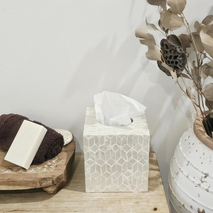 Shell Inlay Square Tissue Box
