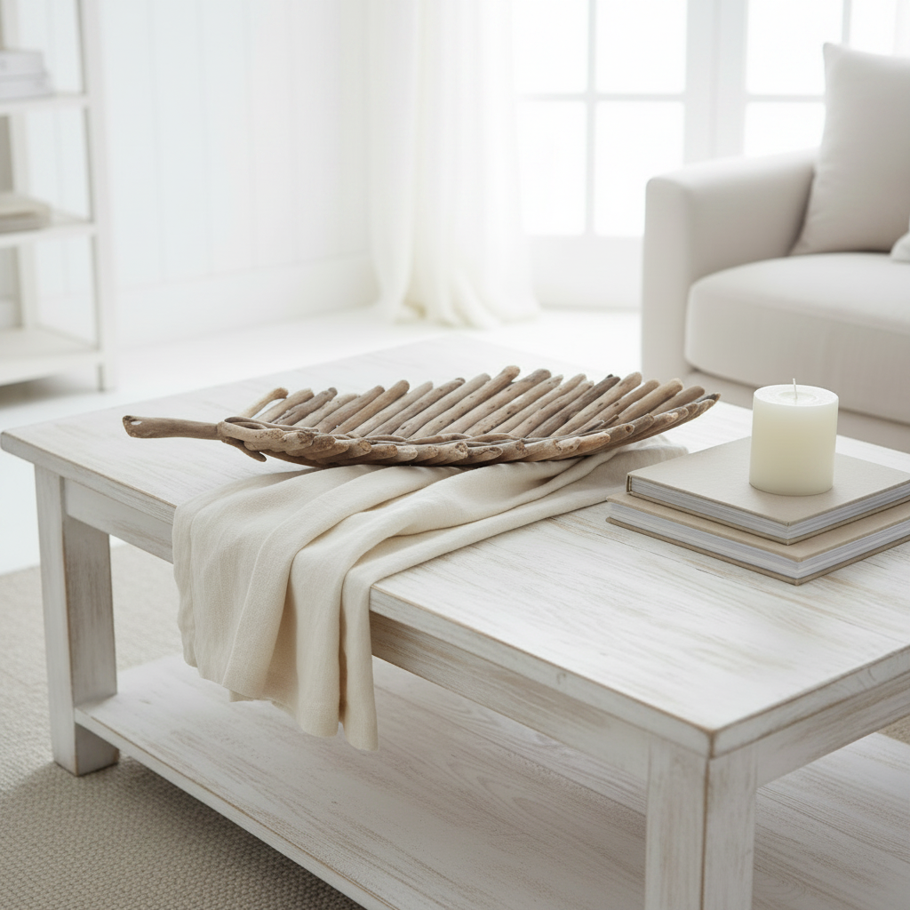 Driftwood Leaf Platter handmade in indonesia coastal beach house decorative tray