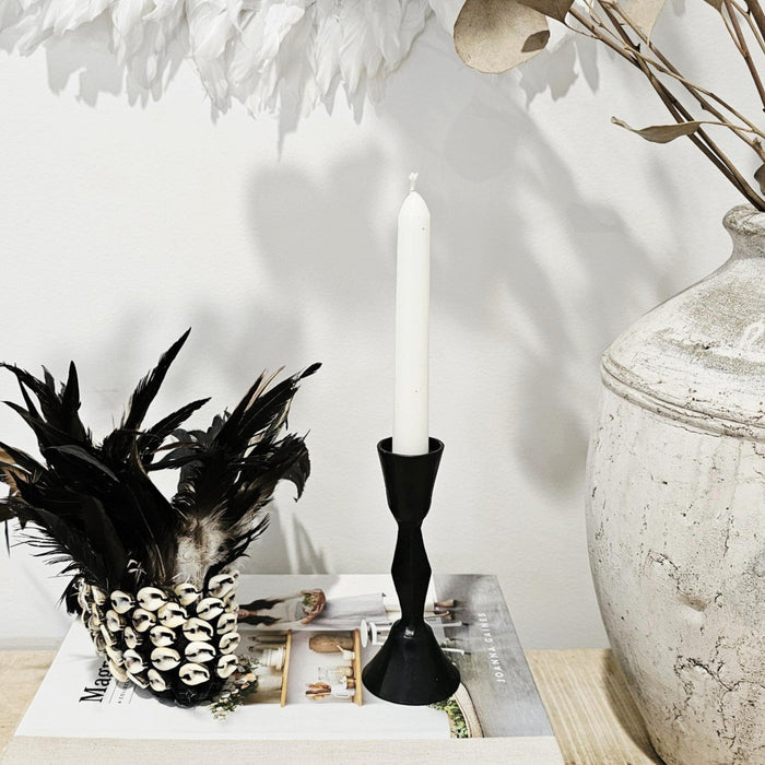 Forged Iron Single Taper Candlestick | Black