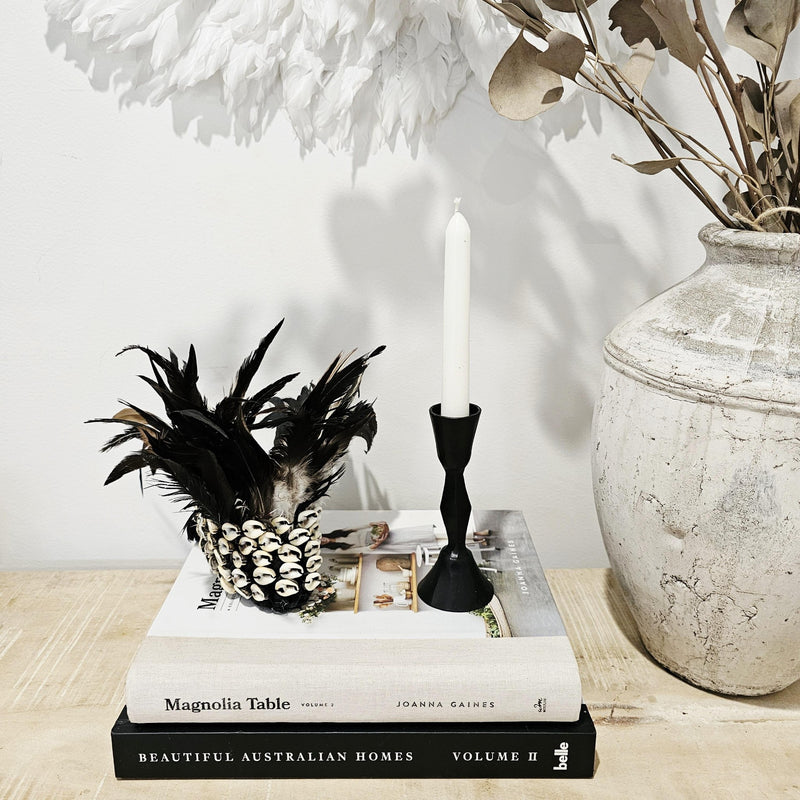 Forged Iron Single Taper Candlestick | Black