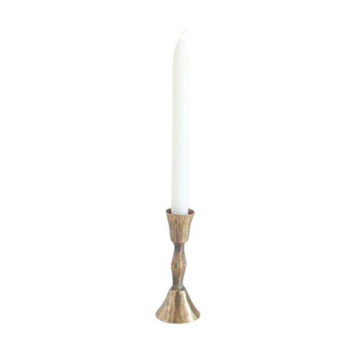 Forged Iron Single Taper Candlestick | Antique Brass