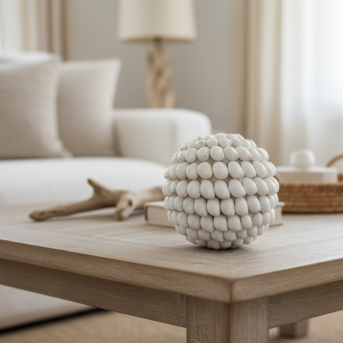 Balinese home decor shell ball for beach house interiors