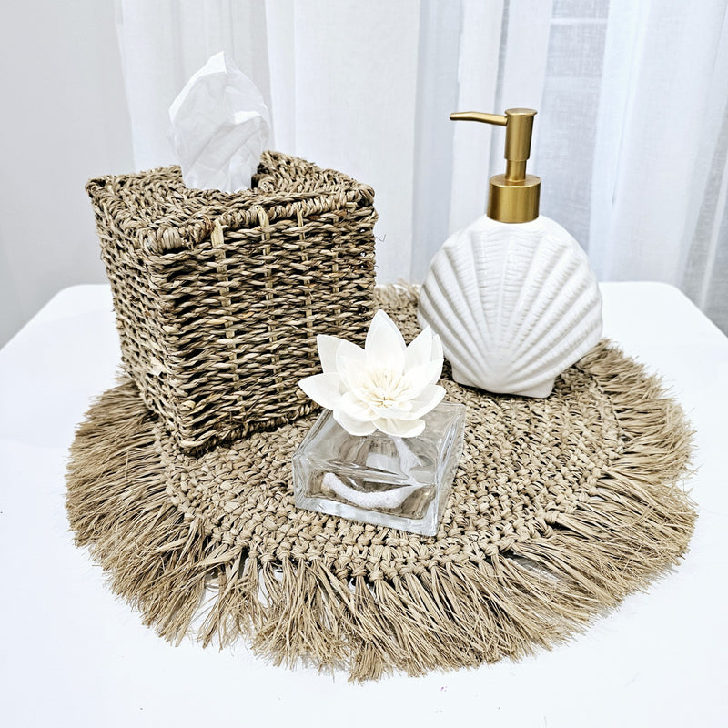 Rattan Tissue Box Square | Natural