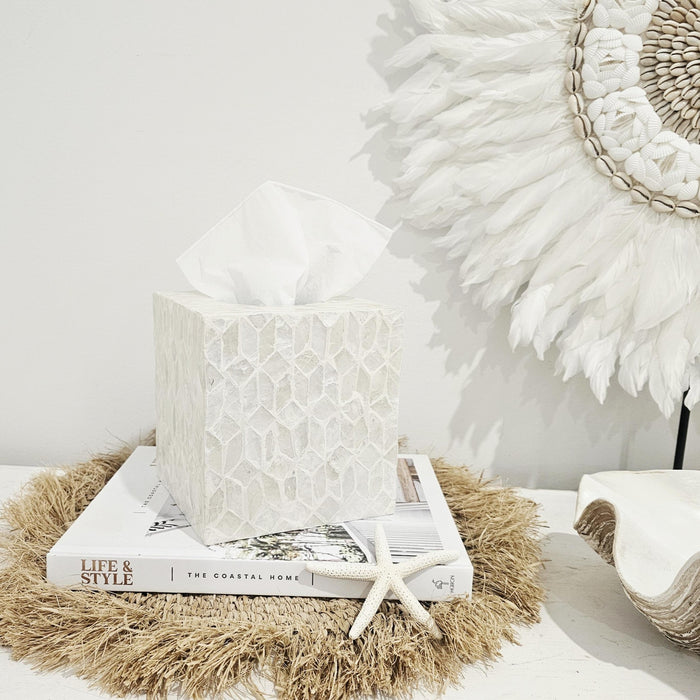 Shell Inlay Square Tissue Box