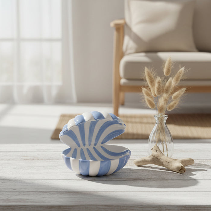 Striped Clam Shell Trinket Tray beach house coastal decor