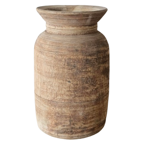 Vintage Indian Bleached Wooden Pot | Style 2