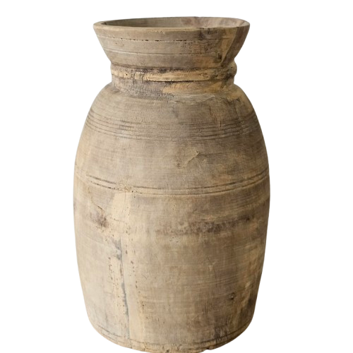 Vintage Indian Bleached Wooden Pot | Style 1