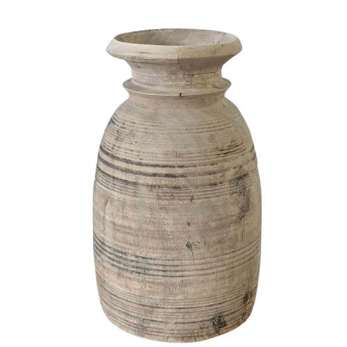 Vintage Indian Bleached Wooden Pot | Style 3