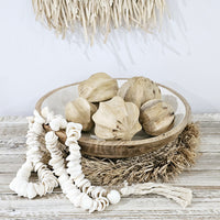 Beaches White Wooden Footed Bowl