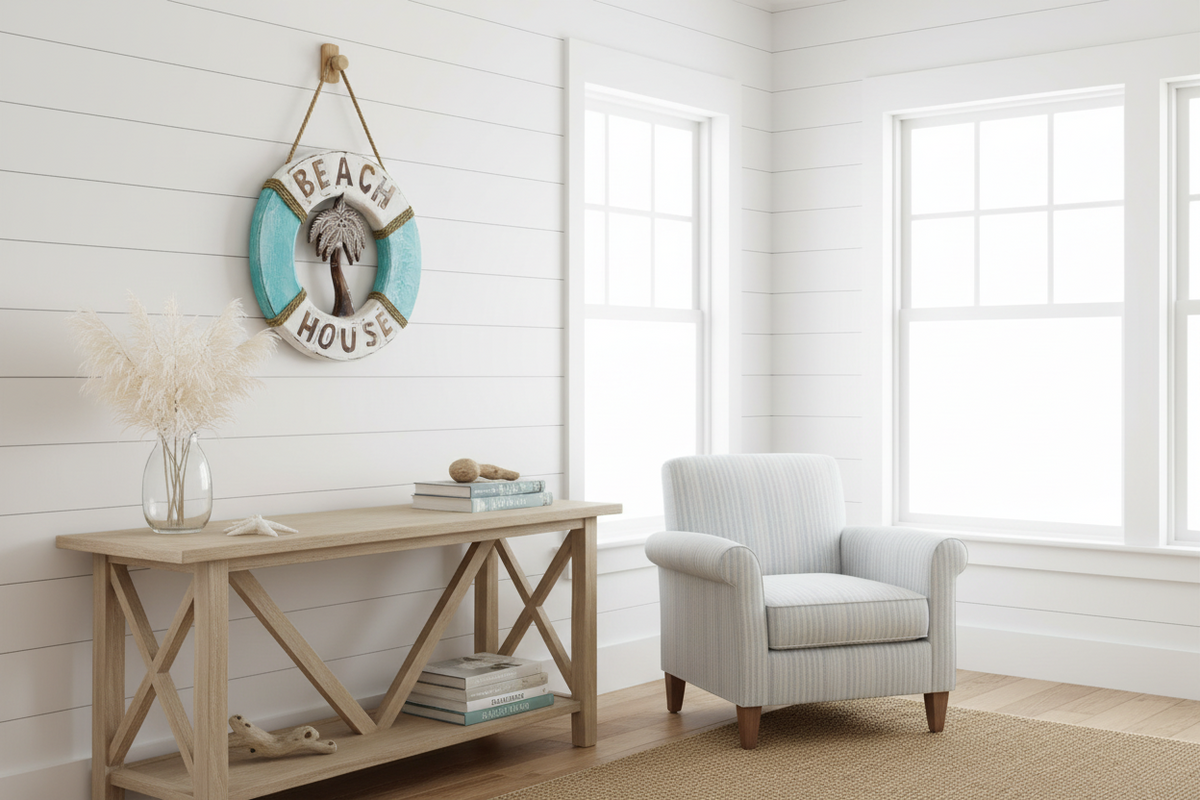 Rustic Wooden Life Buoy | Palm Tree