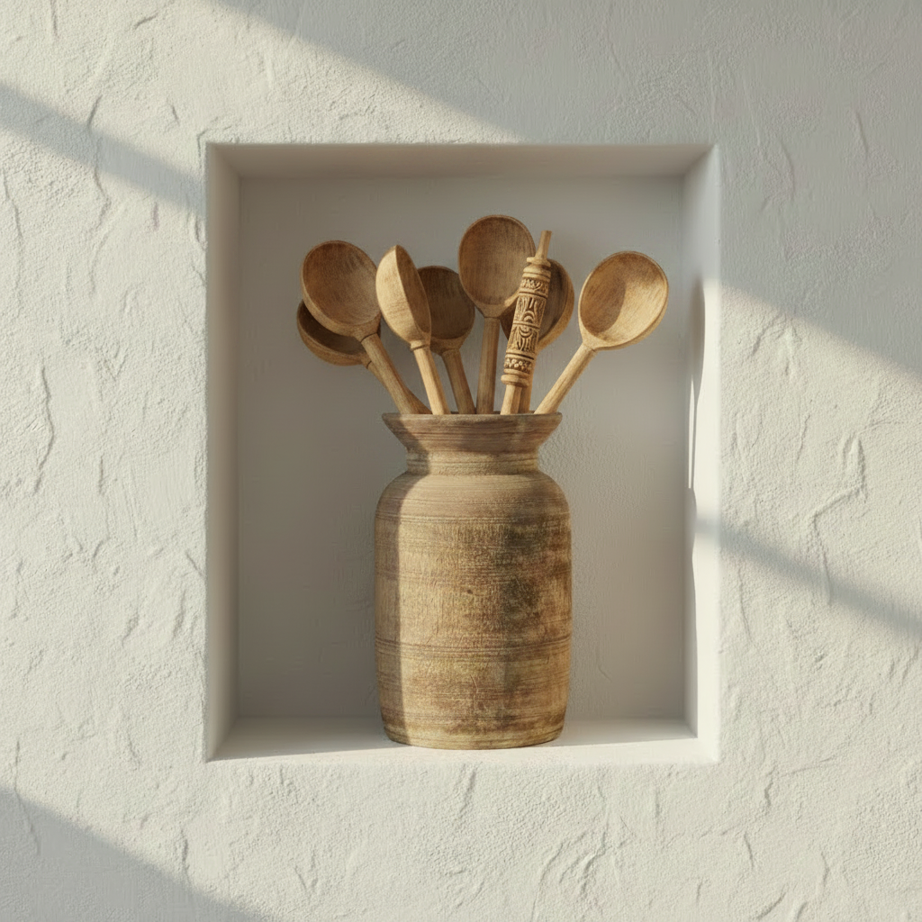 Vintage Indian Bleached Wooden Pot | Style 2