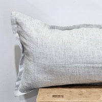 Maelle French Flax Linen Cushion Cover | Charcoal Pinstripe