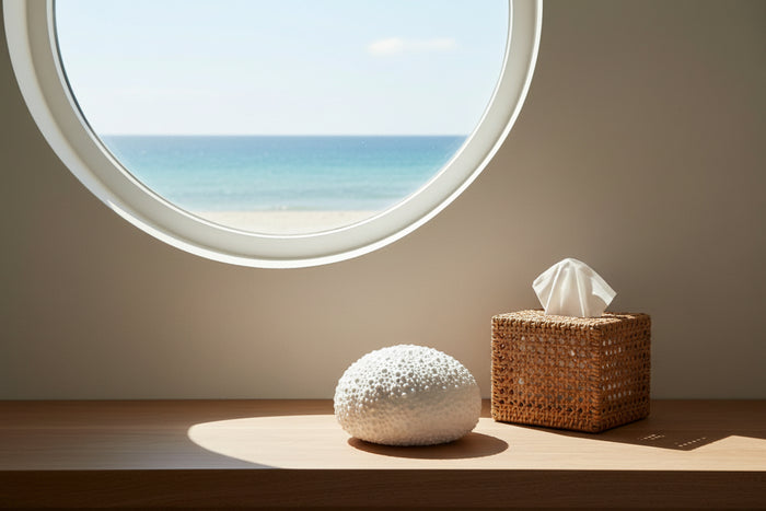 white sea urchin sculpture for beach house interiors
