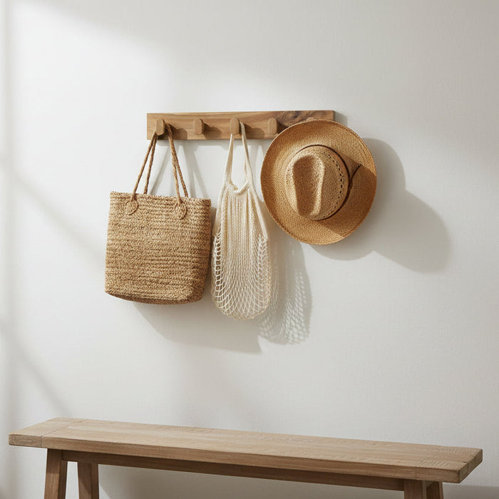 WOODEN_COAT_RACK_ with 5 pegs/hangers