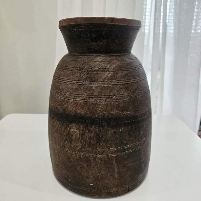 Vintage Indian Wooden Water Pot