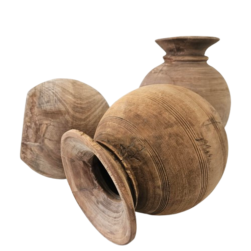 Vintage Indian Wooden Pot.