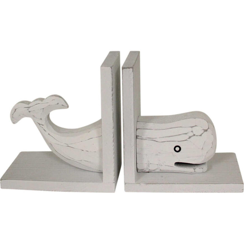 Whitewash Whale Bookends