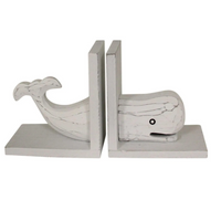 Whitewash Whale Bookends