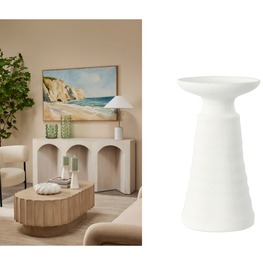 Haven White Clay Candleholder